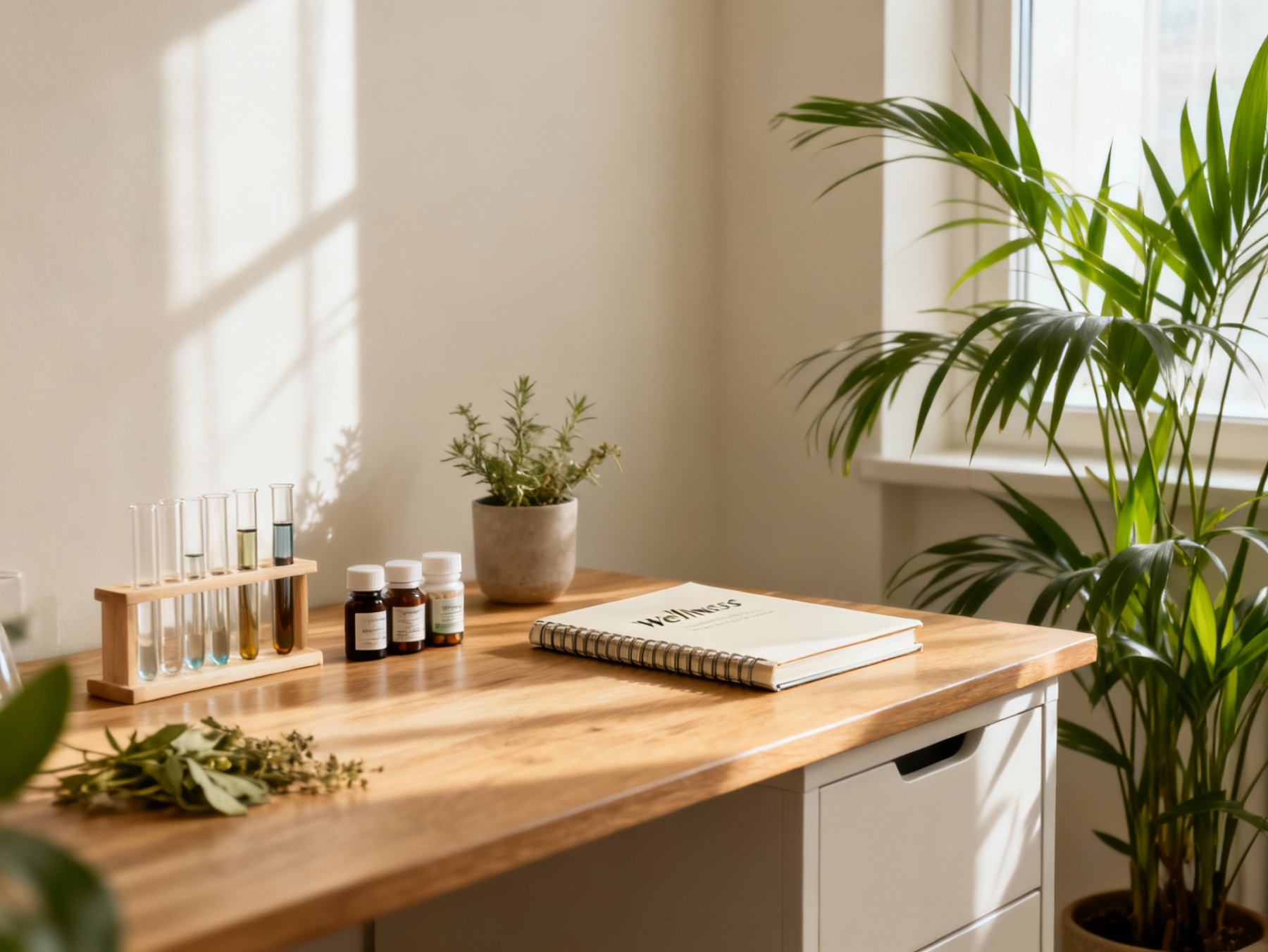 Illustration of diagnostic testing and lab analysis