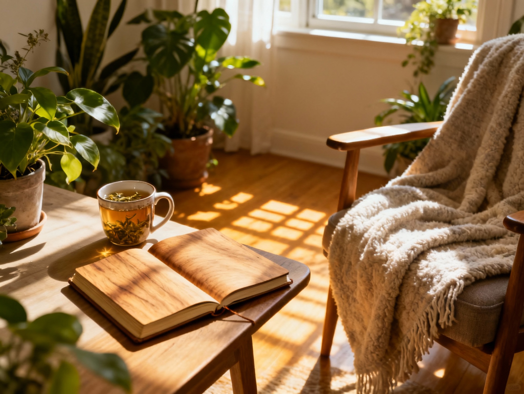 Lifestyle medicine essentials including journal and tea